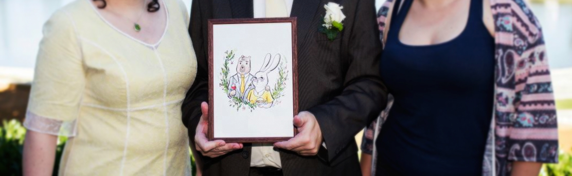 bunny rabbit bear wedding gift personal wedding gift wedding design portrait