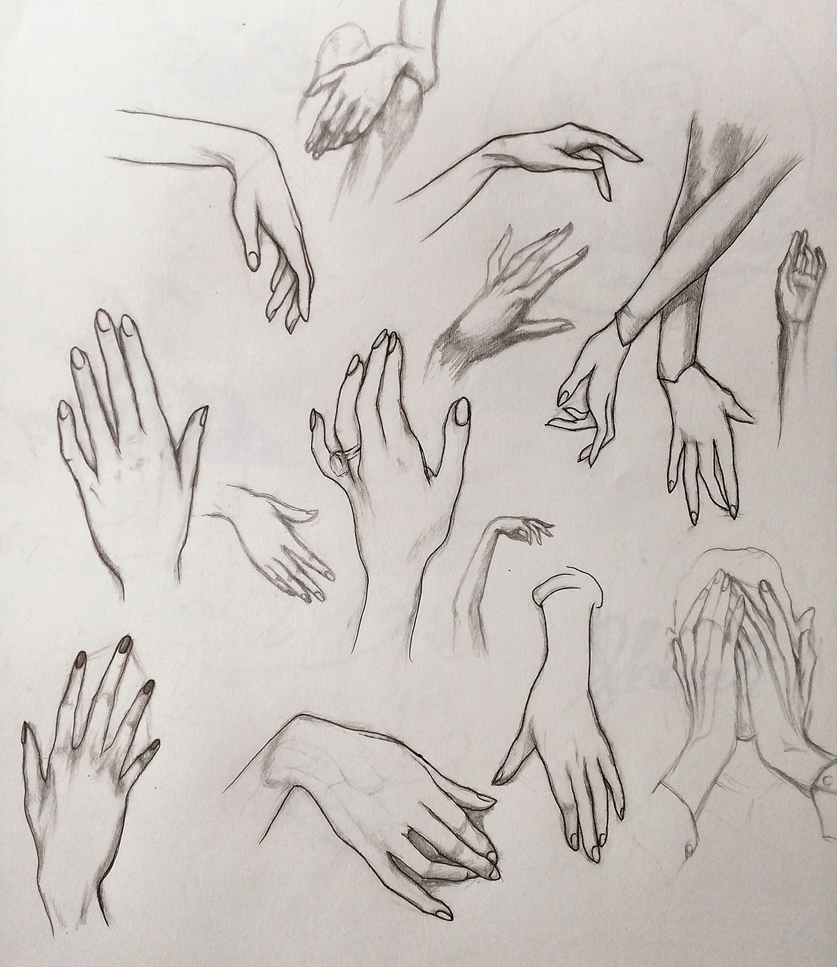 ILLUSTRATION  Finearts hands beauty women gestures study human body pencils