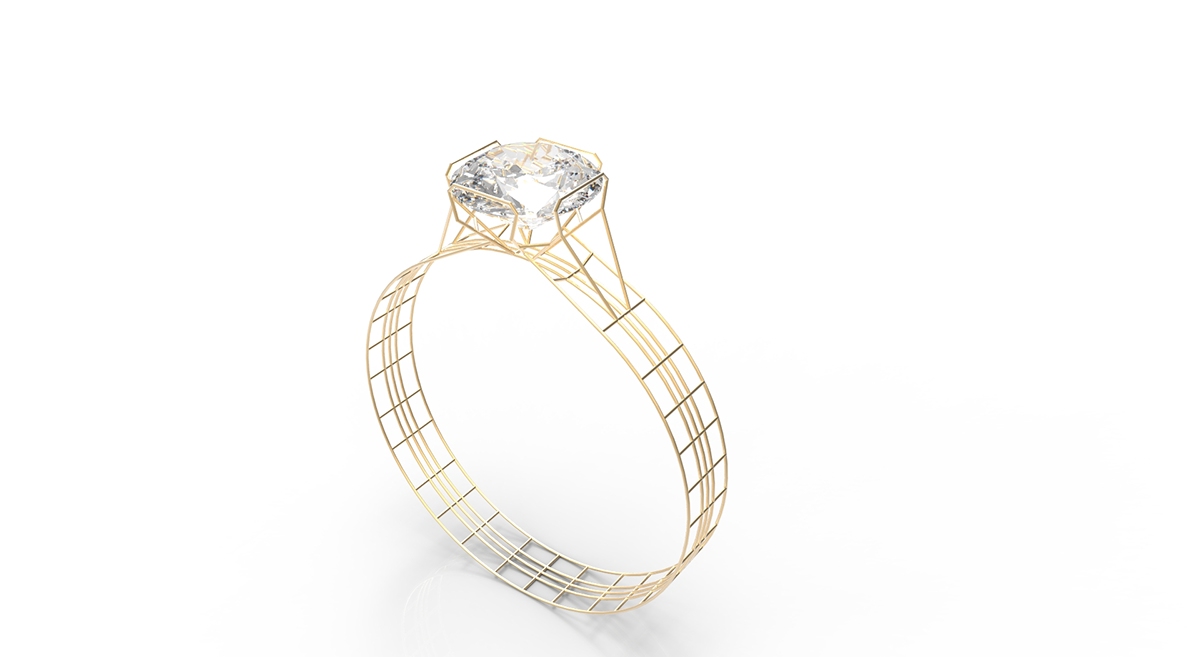 ring brass diamond  woman design female wire