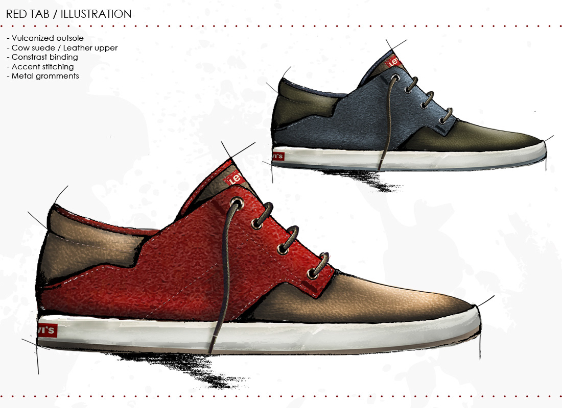 levi's Sneaker Design mens shoes hand illustration shoe design line-building
