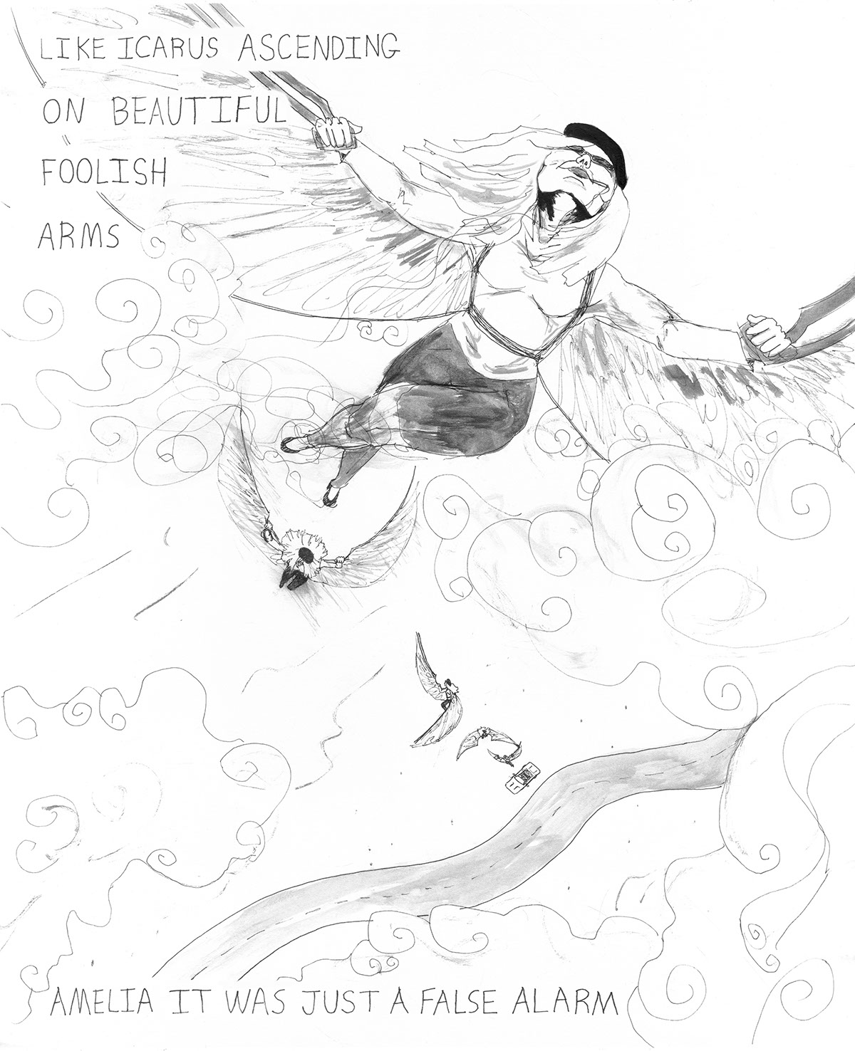 Joni Mitchell Nathaniel Barlam amelia earhart comic Comic Book desert cactus tree Flying dream Dreaming Icarus