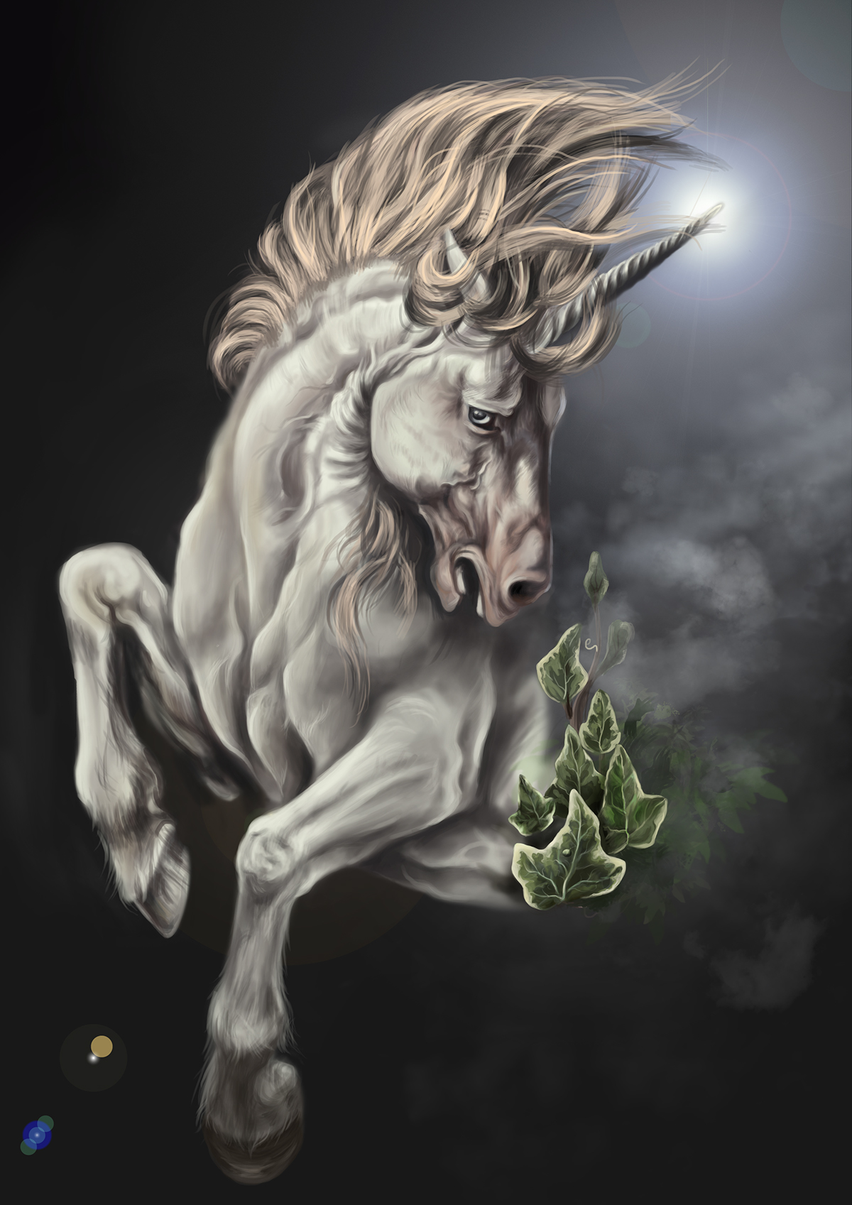 unicorn digital painting horse wacom ivy Nature Flowers photoshop painting epic book illustration animals