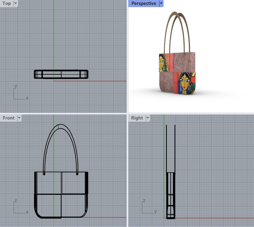 handbag leather design 3D Render Rhino product design  3d modeling