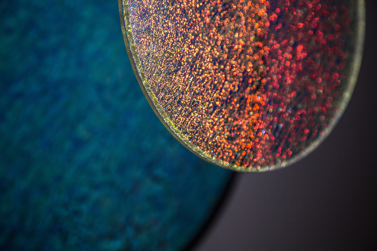 Lamp light pendant led iridescent cosmic texture Film   concept round