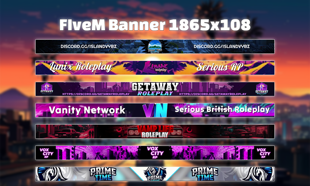 Banners for fivem gta server 1865x108 pixel  