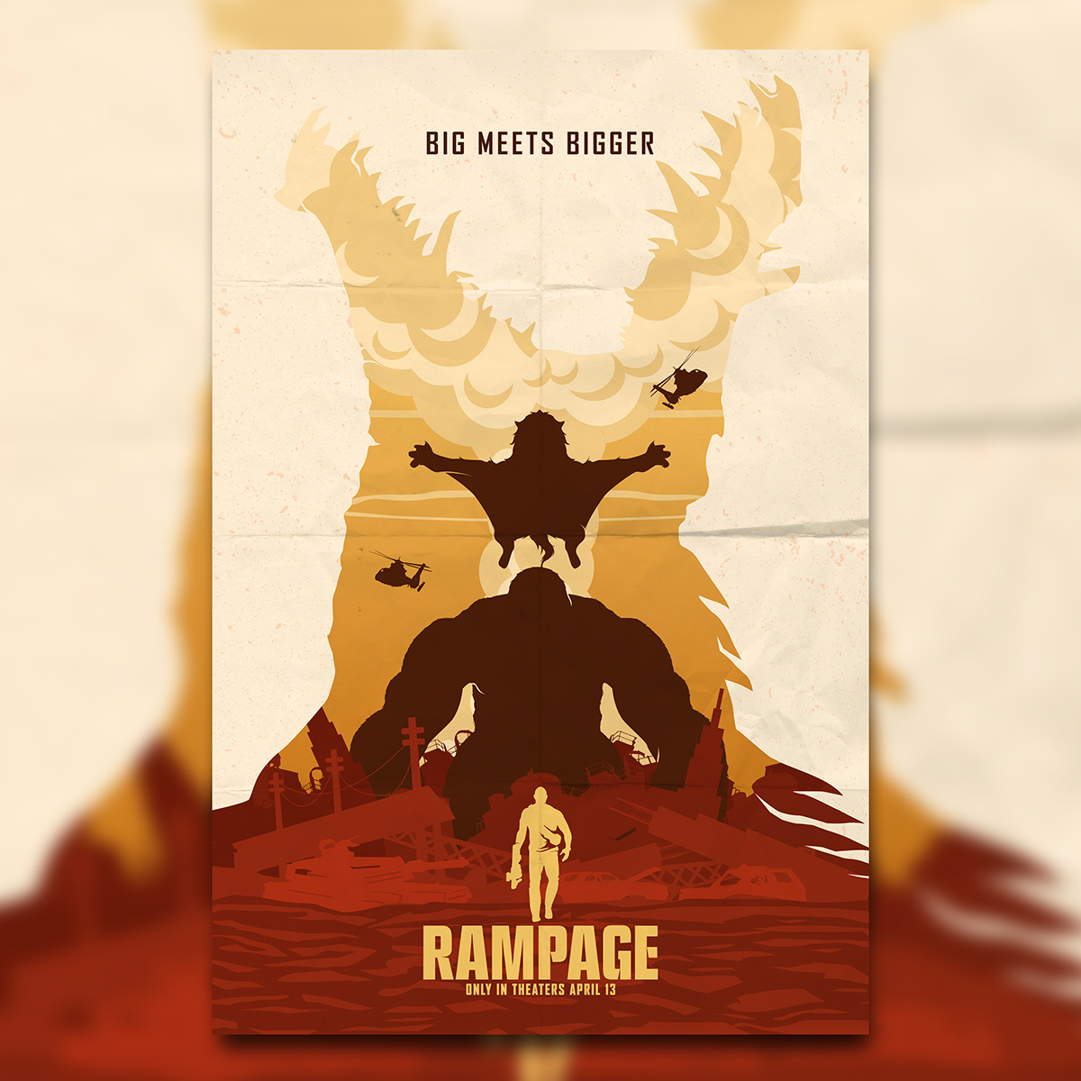 Rampage movie art ILLUSTRATION  graphicdesign Drawing  movieposter