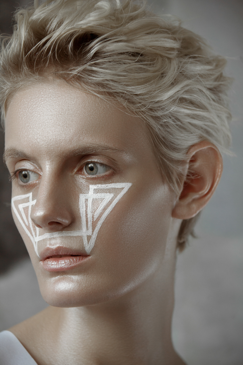 makeup shooting beauty portrait retouch bodyart sculpture White