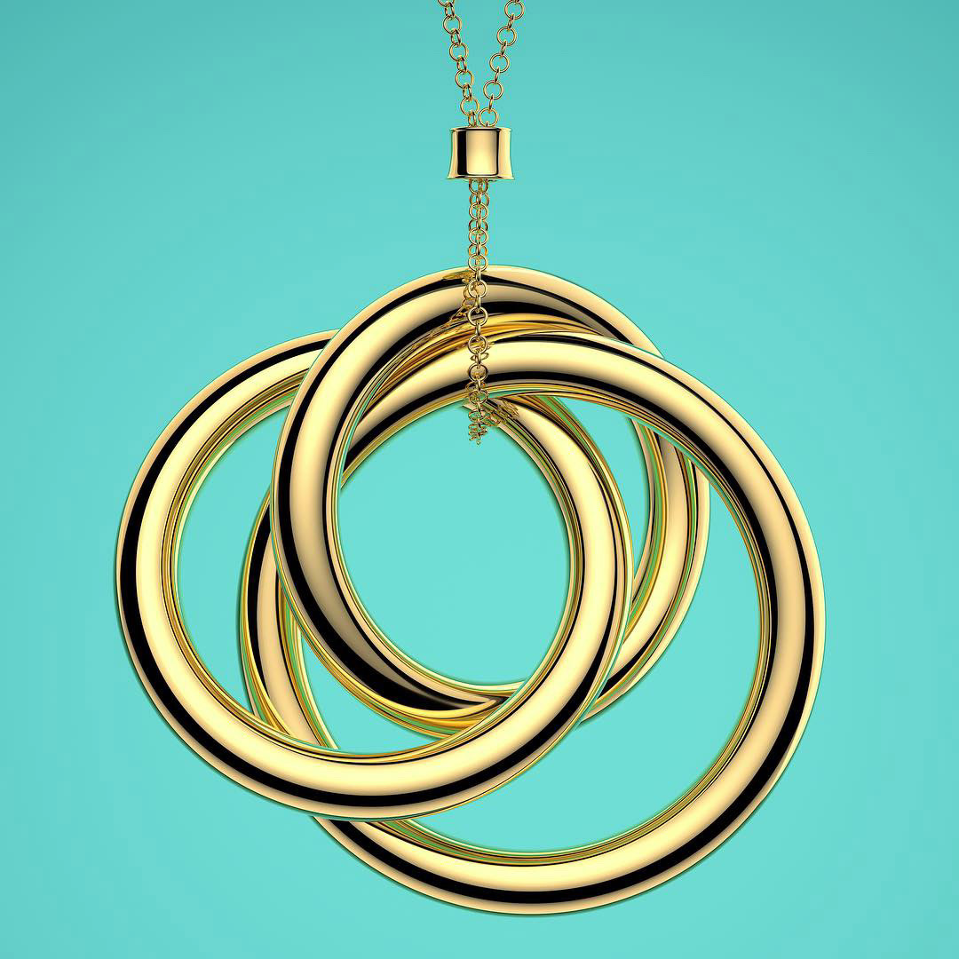 tiffany Necklace pendant elegant jewelry gold luxury live Maya arnold Render rendering lighting CGI robbryantjr