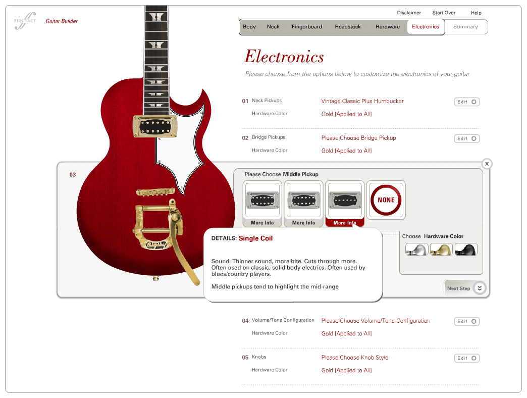 First Act guitars Guitar Builder Flash Web
