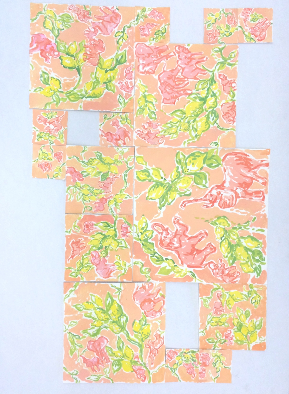 gouache Bristol process work Lilly Pulitzer preppy apparel textile print pattern Tropical