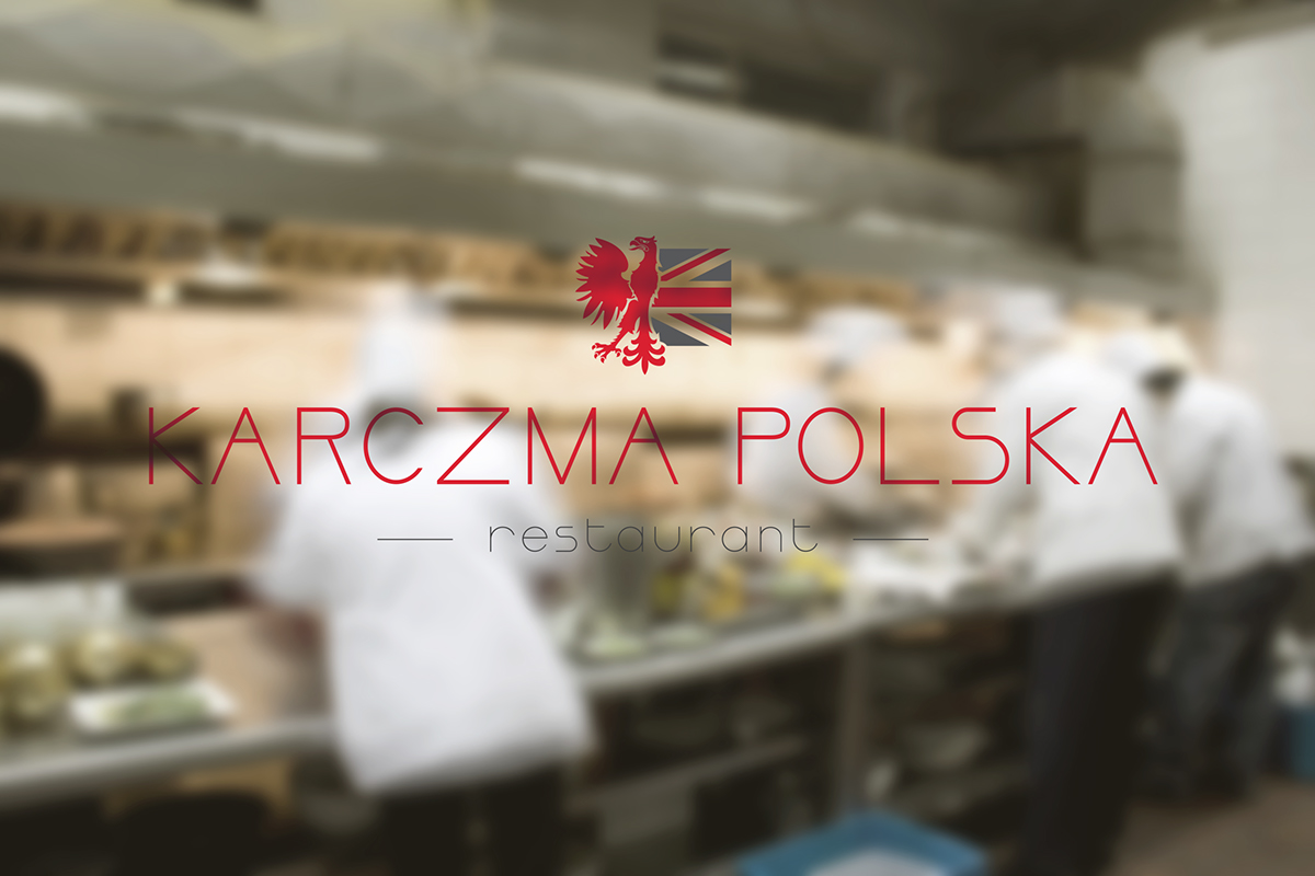 Polish restaurant polish Food  restaurant menu karczma brick red flag logo Restaurant Branding simple design