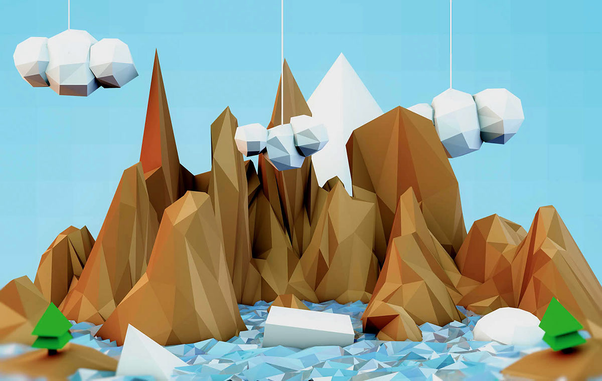 poster 3D illustration 3D Low Poly low polygon polygon Landscape color shape
