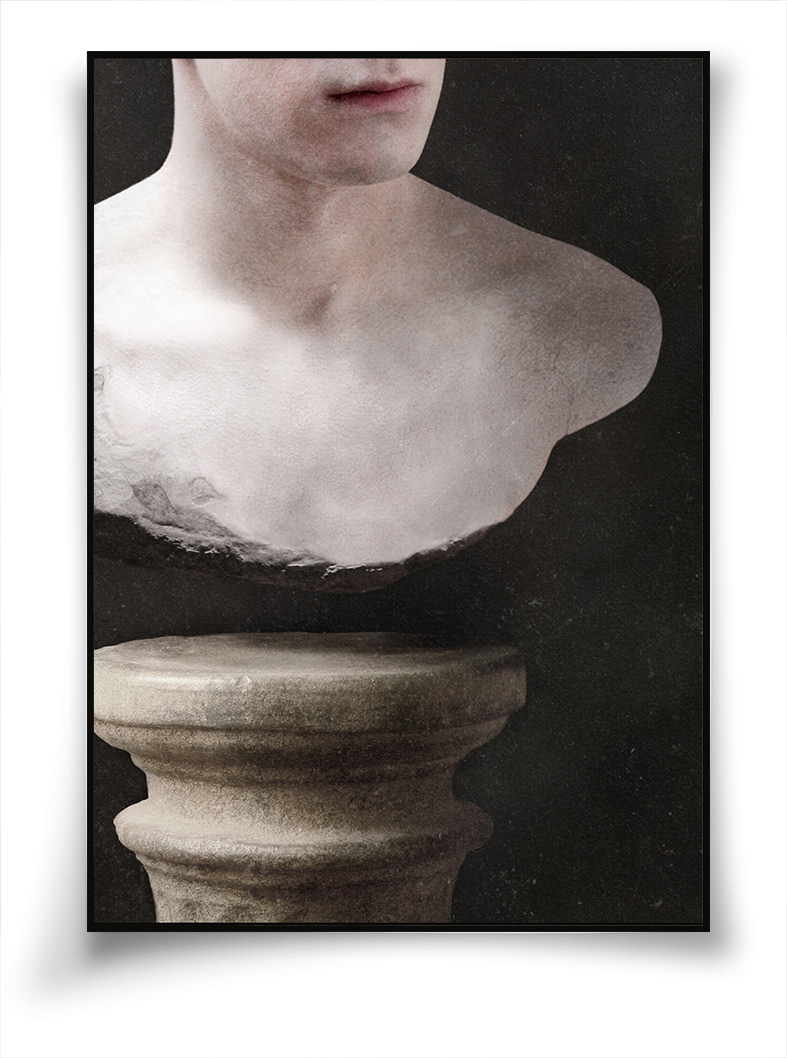 photo portrait autoportrait statue White pedestal Surrealisme self portrait