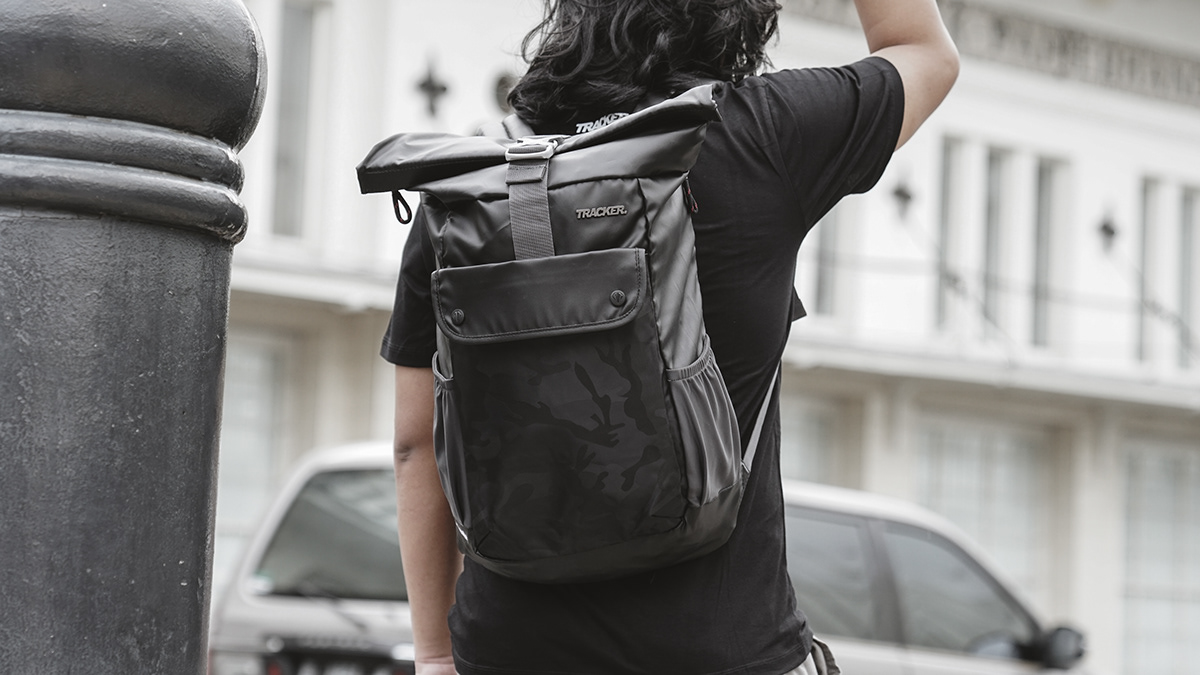 backpack bag black branding  Fashion  man portrait road Street Urban