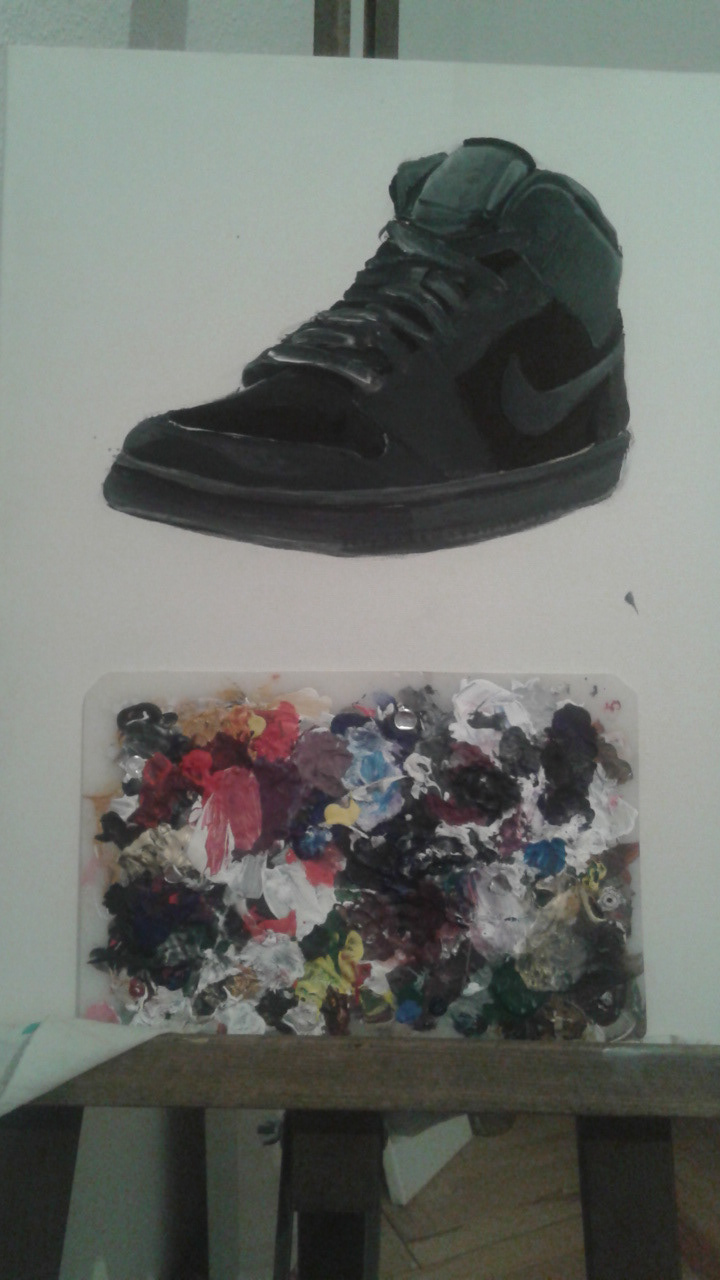 draw Nike shoe blood paint creyon red black just do IT