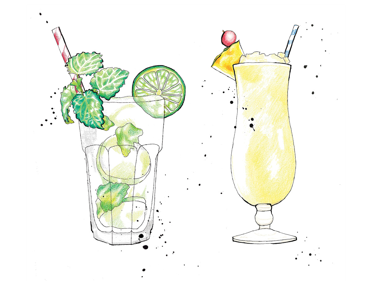 editorial Food  drink cocktails ILLUSTRATION  stylised ingredients contemporary