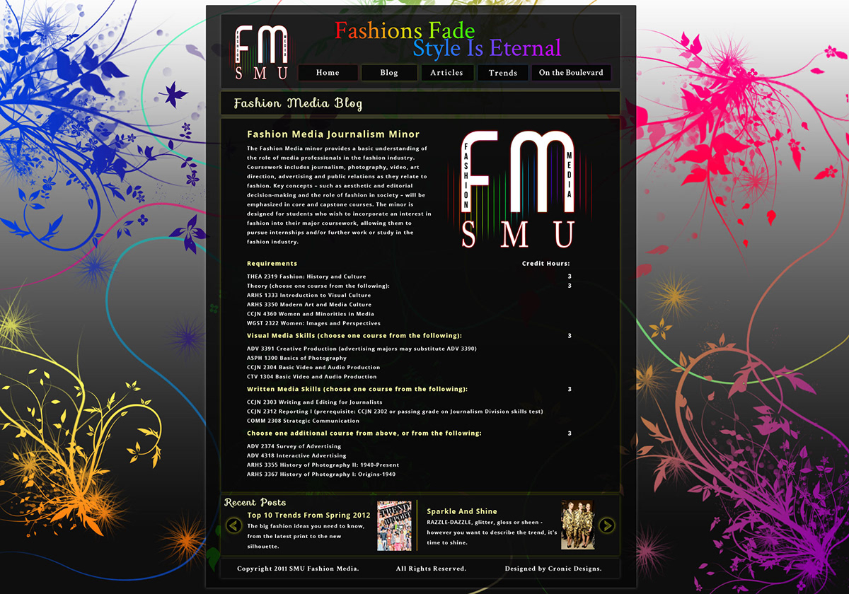 Website SMU Fashion Media media bright bold colorful Web design