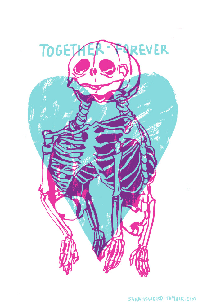 letterpress valentine card curiosities odd strange skull skeleton taxidermy Insects pink blue Love weird macabre