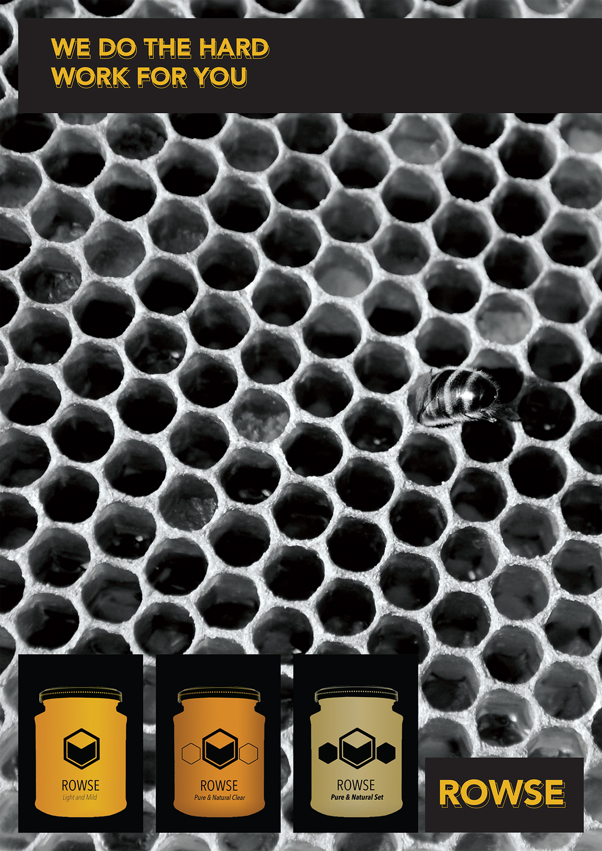 honey Rowse Label honeycomb hexagon bees Nature natural shapes logo