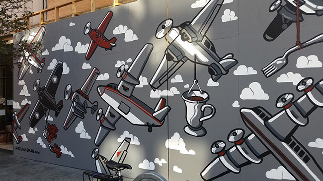 Mural painting   airplane paint Food  oakland ILLUSTRATION  Time Lapse