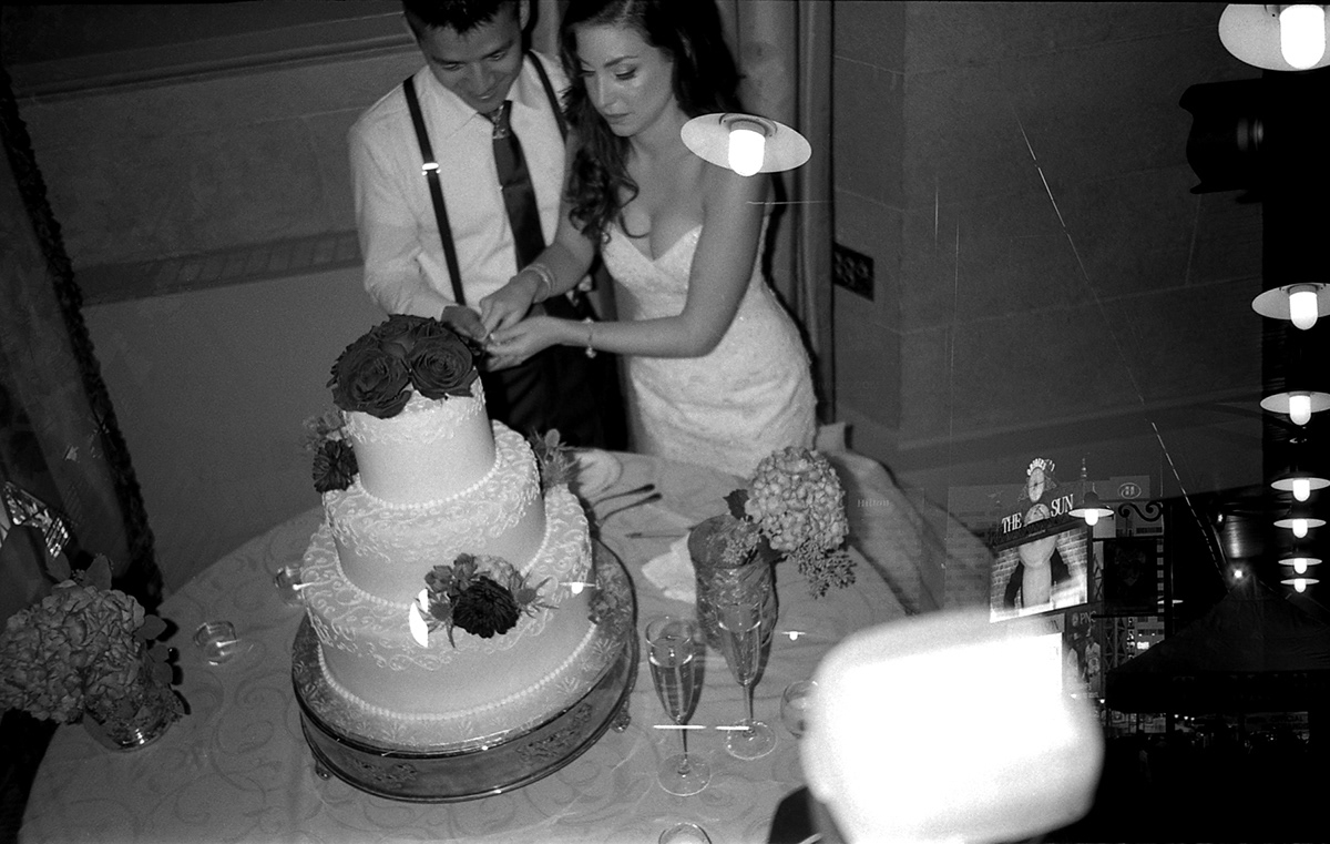 wedding family double exposure black and white b&w Olympus XA2 ILFORD 35mm