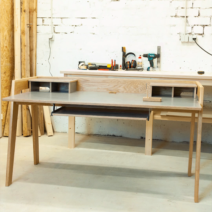 cad cnc desk furniture fusion 360 oak Office plywood table workspace