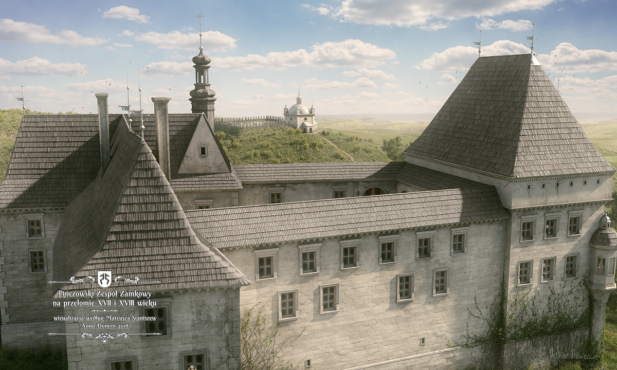 pińczów Castle reconstruction visualization poland old medieval 3D digital Render