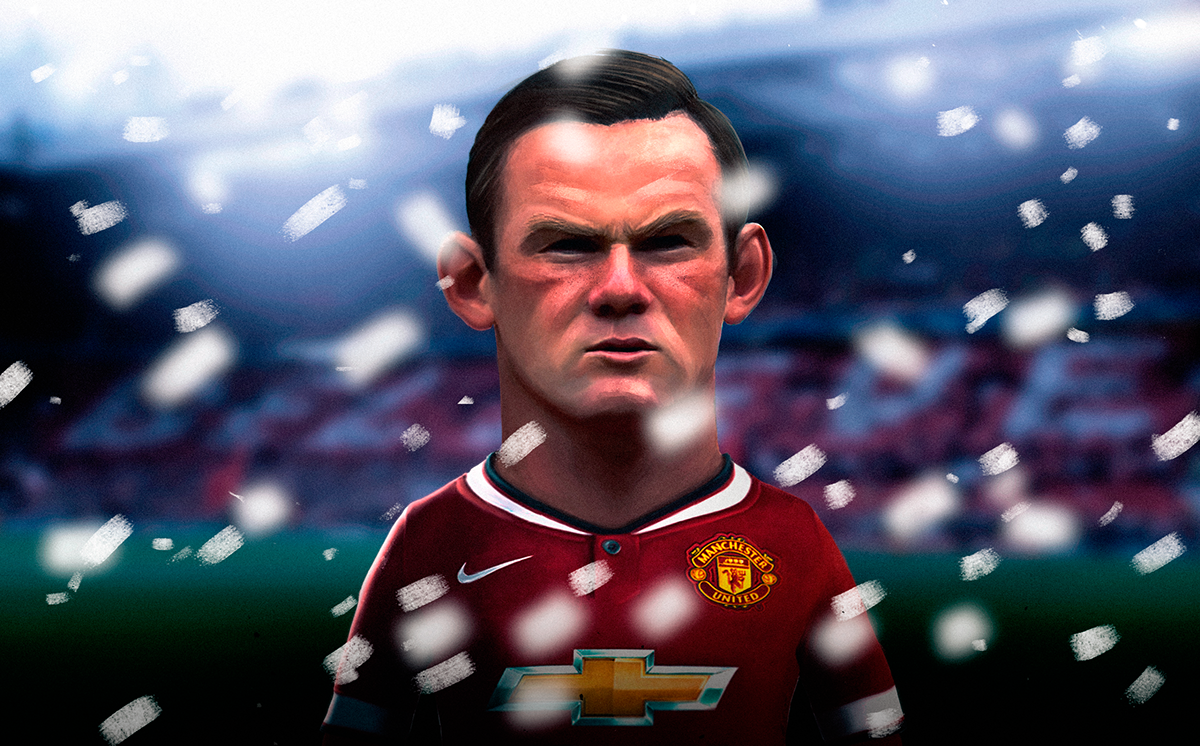 rooney Manchester United Nike cartoon sports football Futbol soccer portrait caricatura man utd team devil