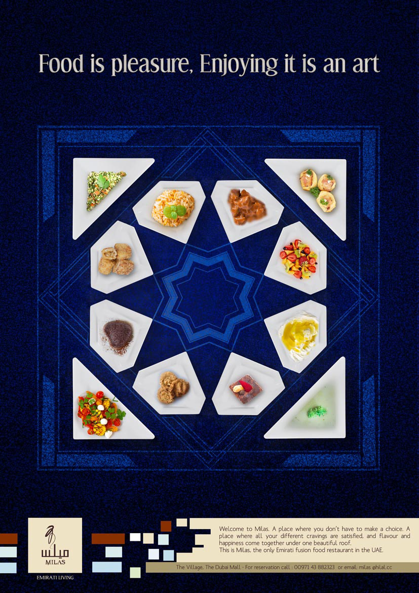restaurant Milas dubai relaunch plates Arabesque modern ads colors classy premium Food  fusion