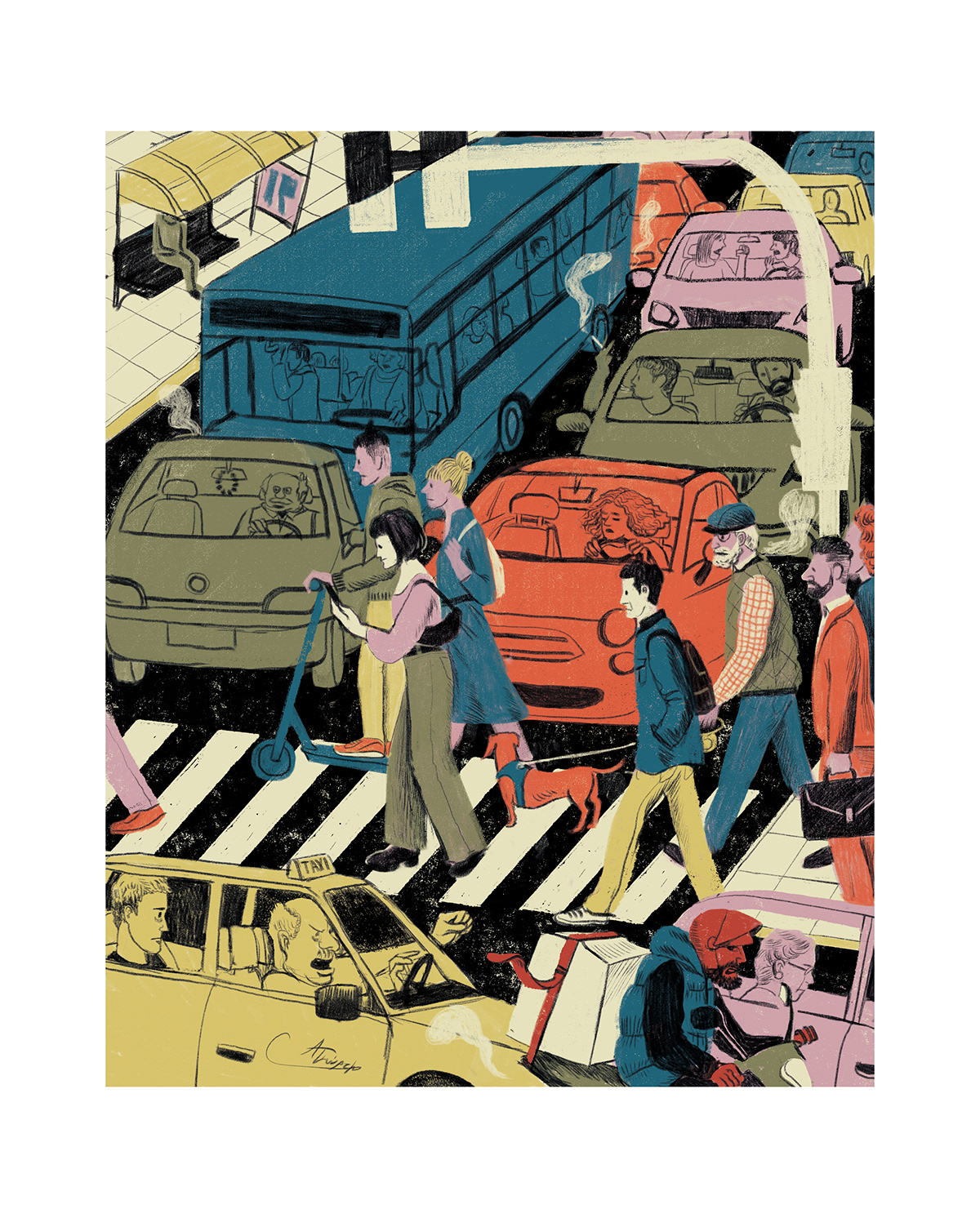 ILLUSTRATION  Editorial Illustration cover illustration urban illustration transportation car traffic city illustration