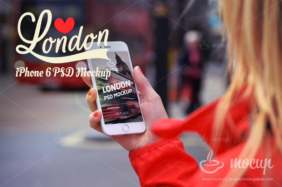 London iphone iphone 6 psd template Mockup mocup mock-up city town hand double decker bus traffic red