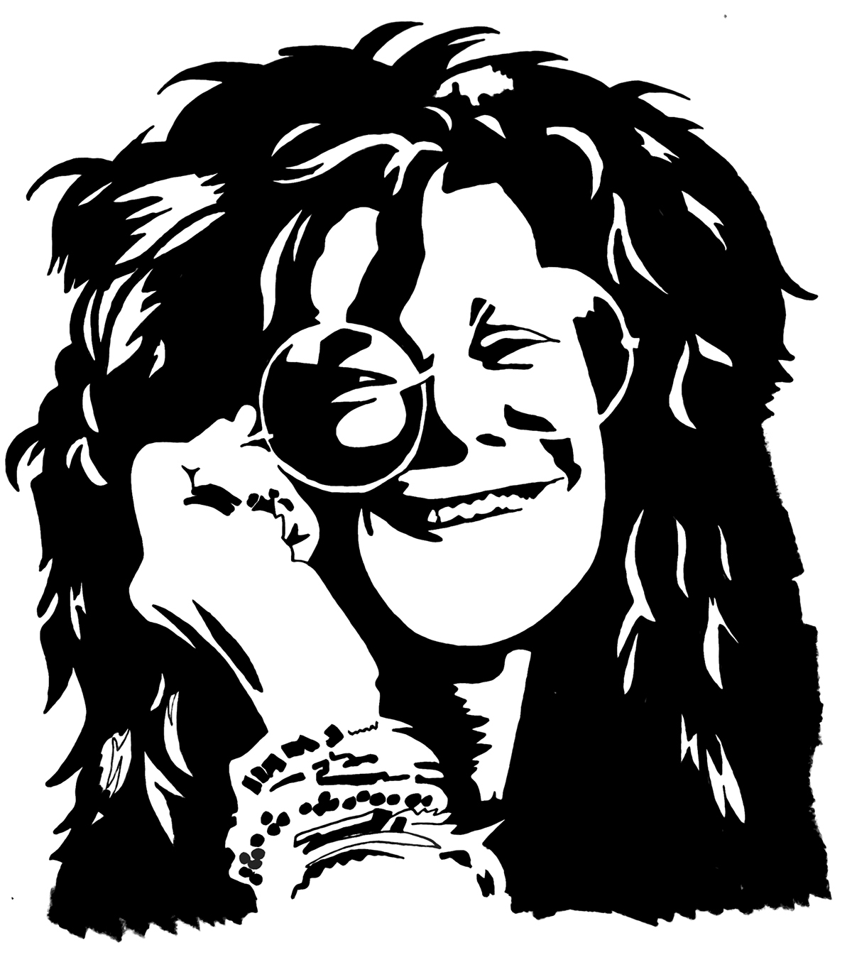 sixties music legend pen and ink graphic