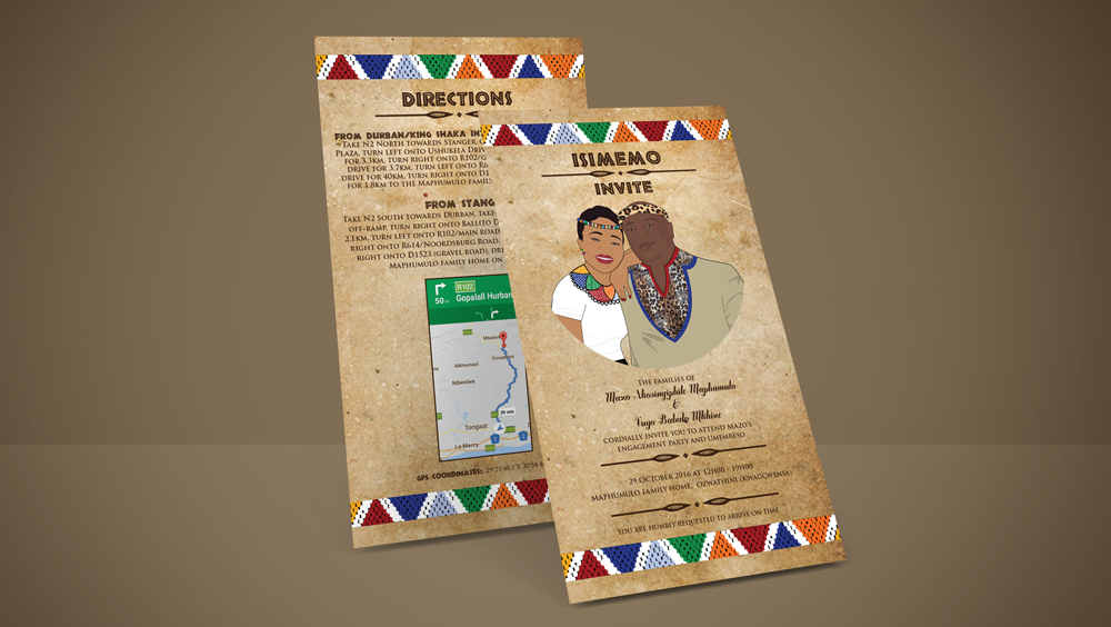 UMEMBESO invite Emailer Commemorative CD Traditional Zulu Invite Cleopatra Amukelani Shipalana graphic design  African Engagement Party