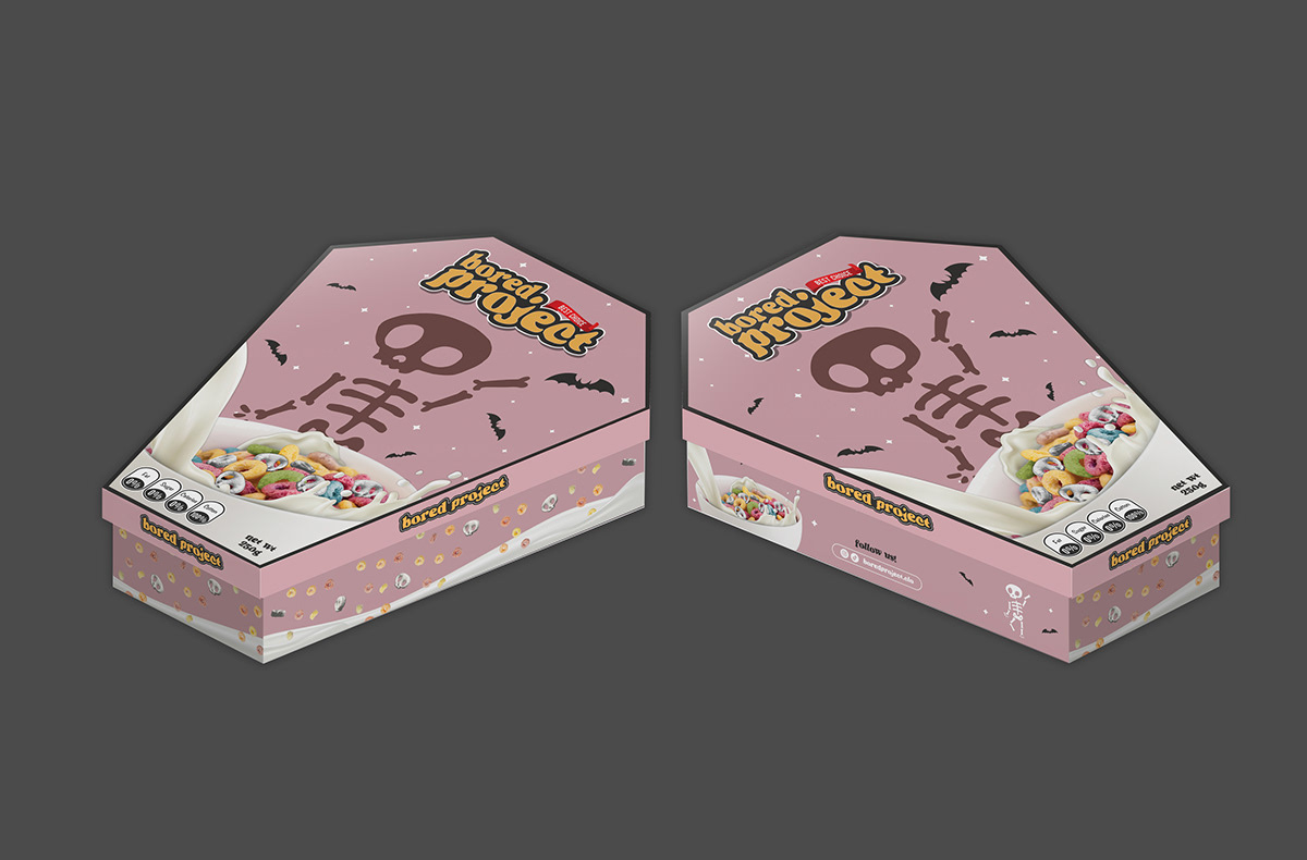 coffin skeleton Cereal Packaging box packaging box design graphics