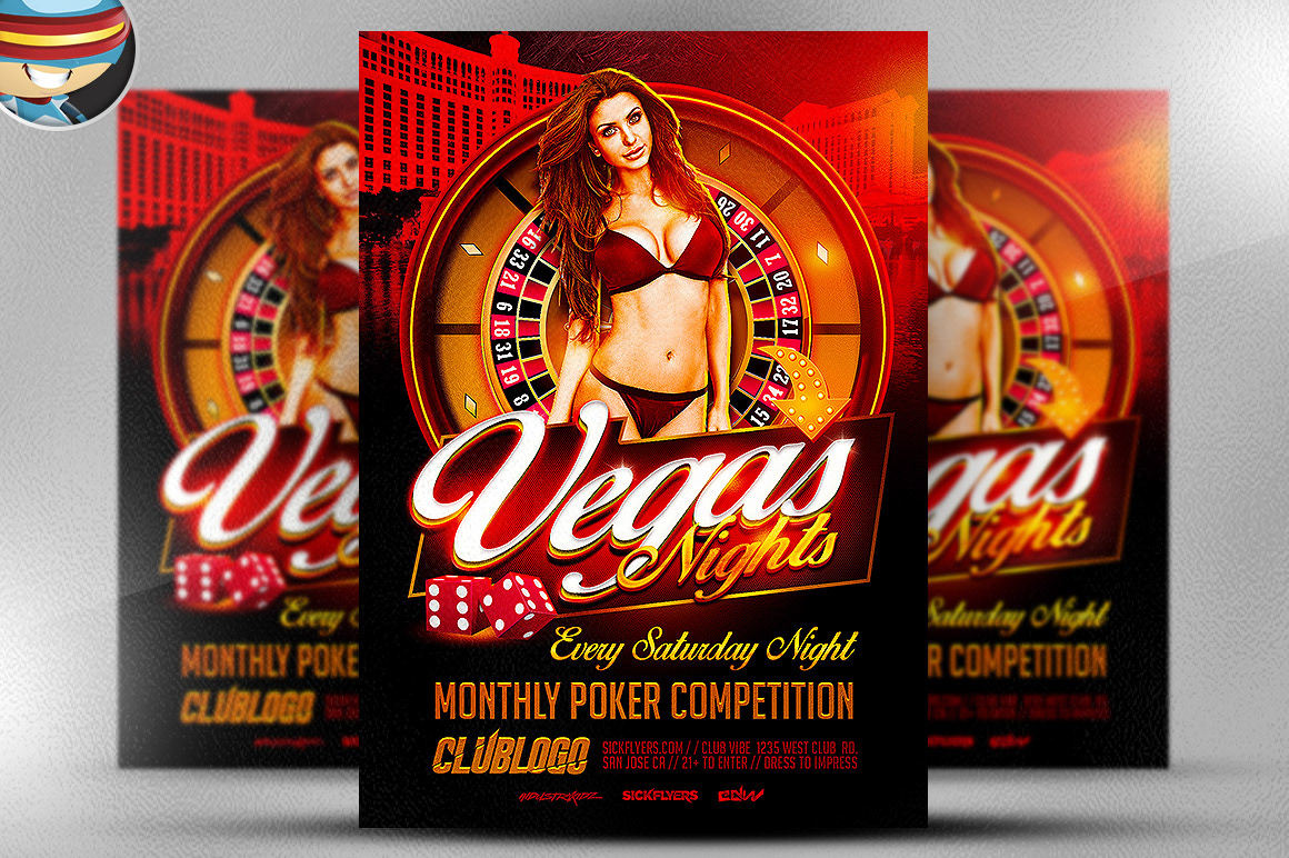 photoshop psd template flyer flyerheroes flyer club flyer design print media professional Poker casino Vegas sexy
