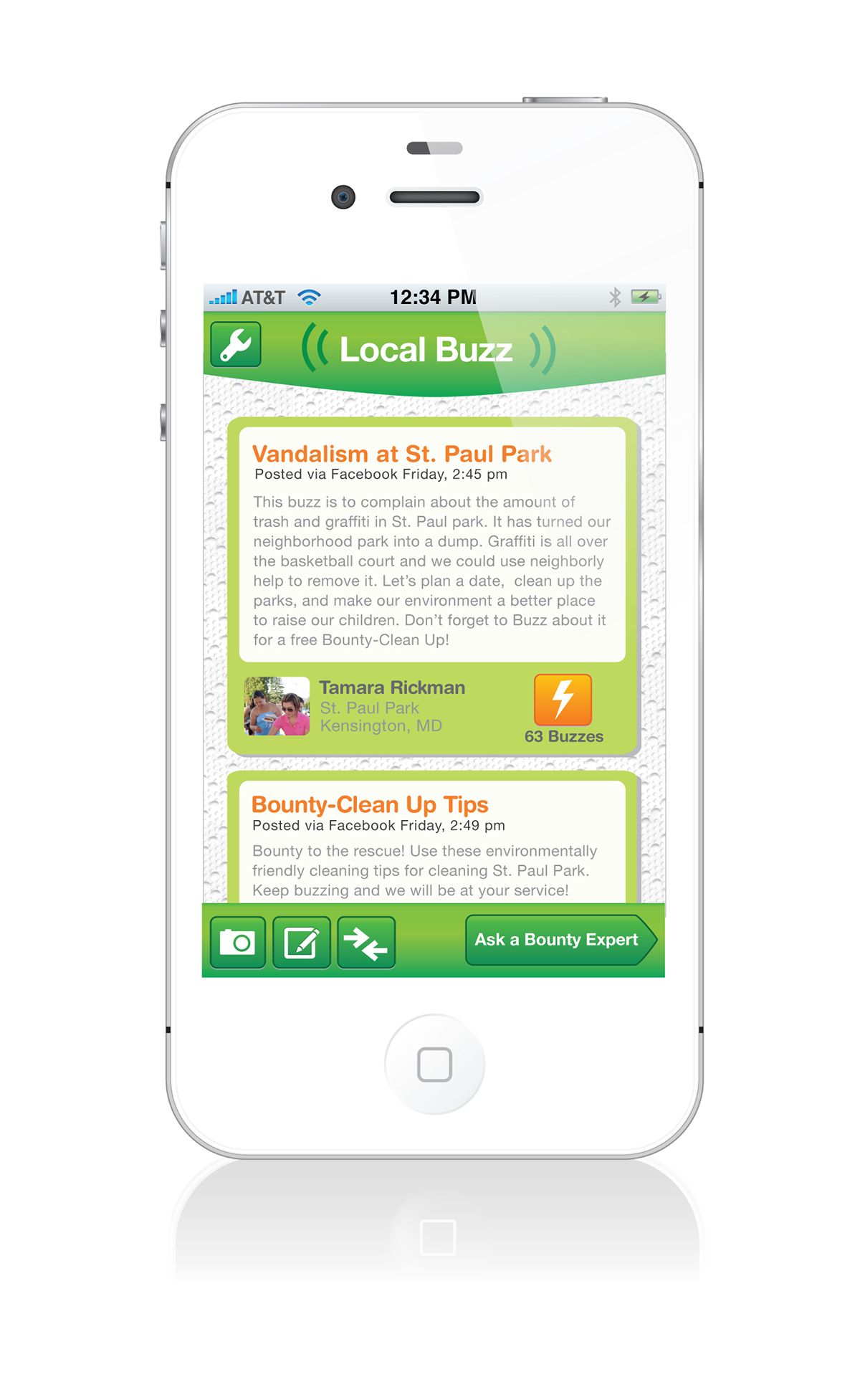 bounty iPhone Application app design Paper towels digital green i Phone