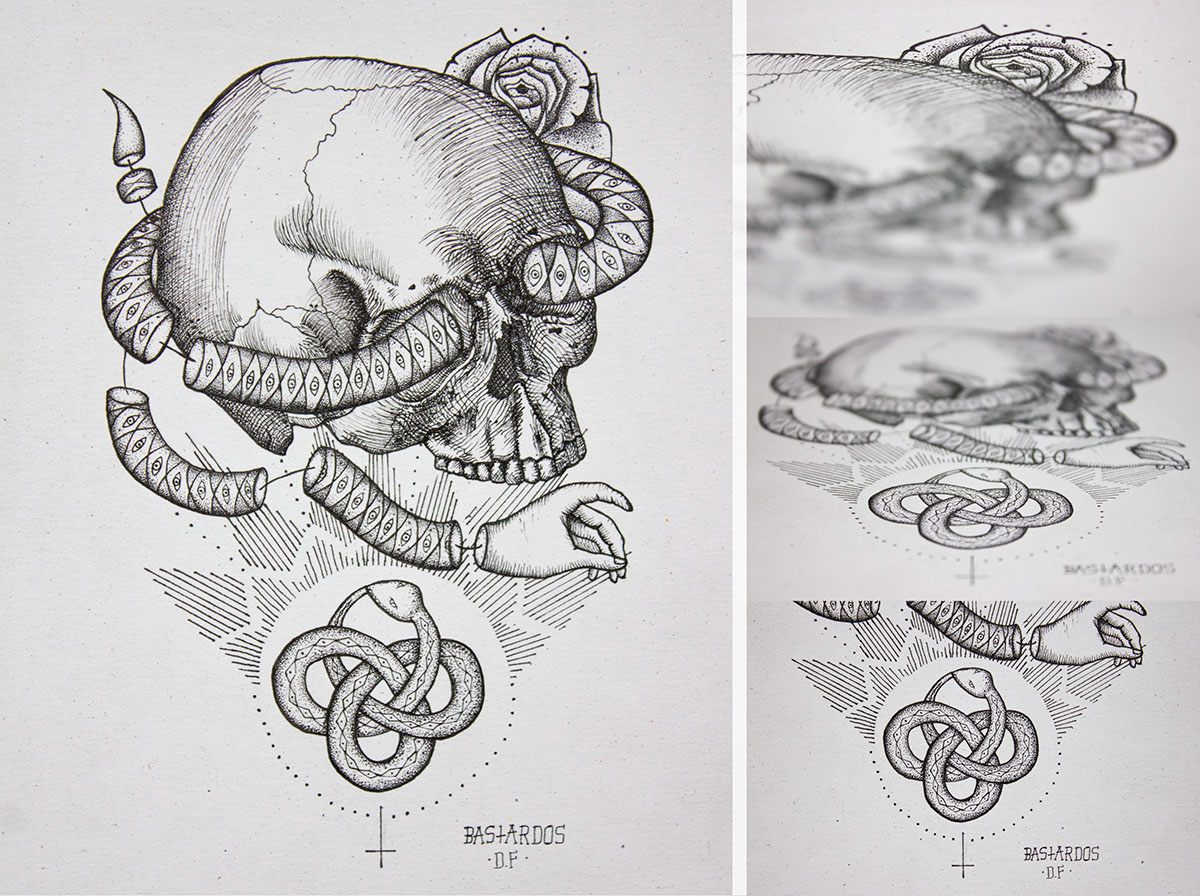 ilustracion ilustration skull Pointillism puntillismo Calaveras sketch dibujo bastardos bastardosmx streetart design tattoo