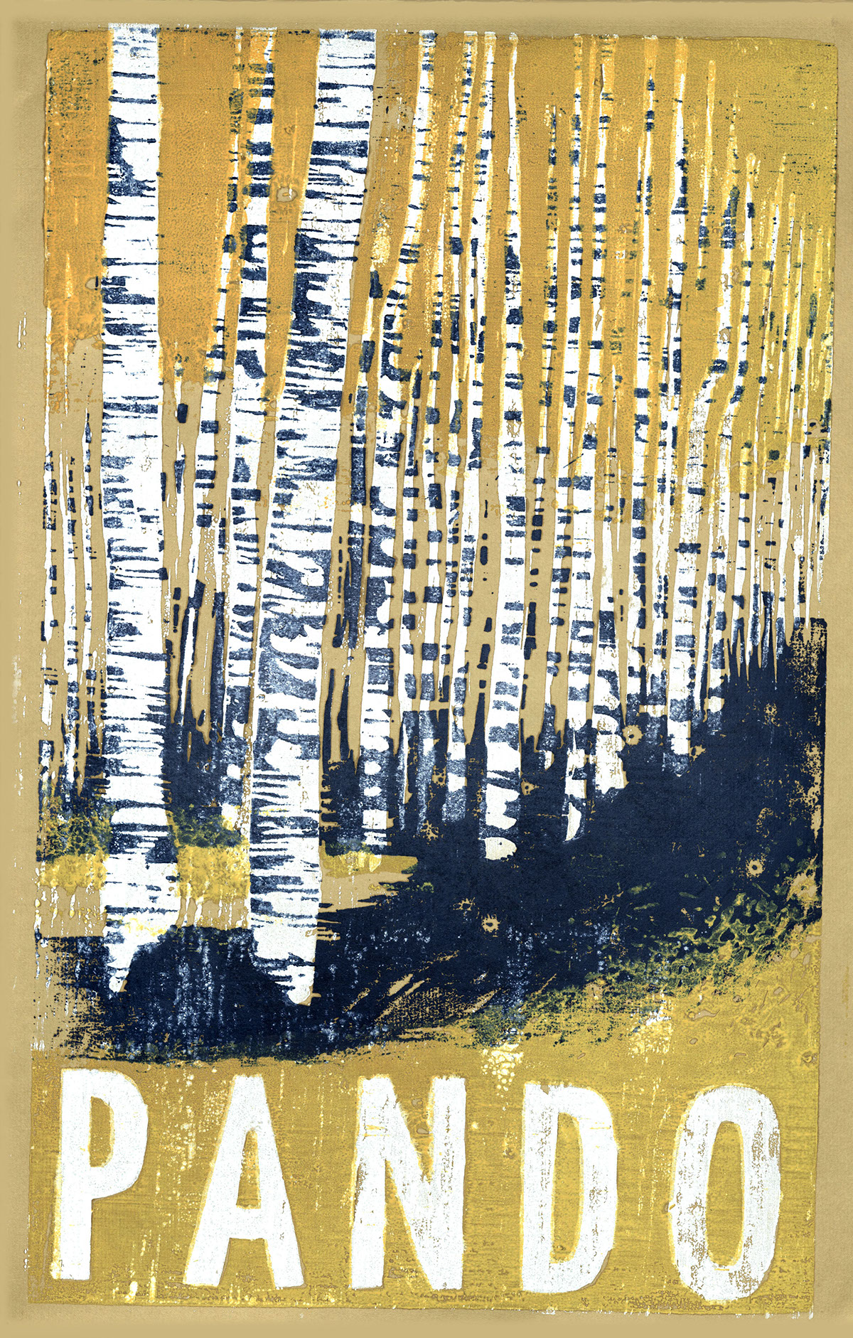 trees birch pine pando pattern branches SKY leaves forest Travel poster graphic wood block