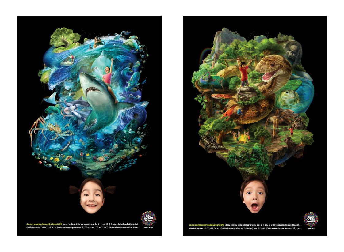 Siam Ocean World victorior Very useful company print ad sea Ocean jungle animal dream fantasy imagination colorful