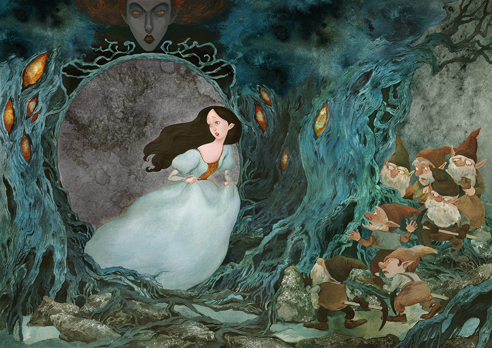 Grimm's Fairy Tales snow white little tailor watercolor traditional illustration