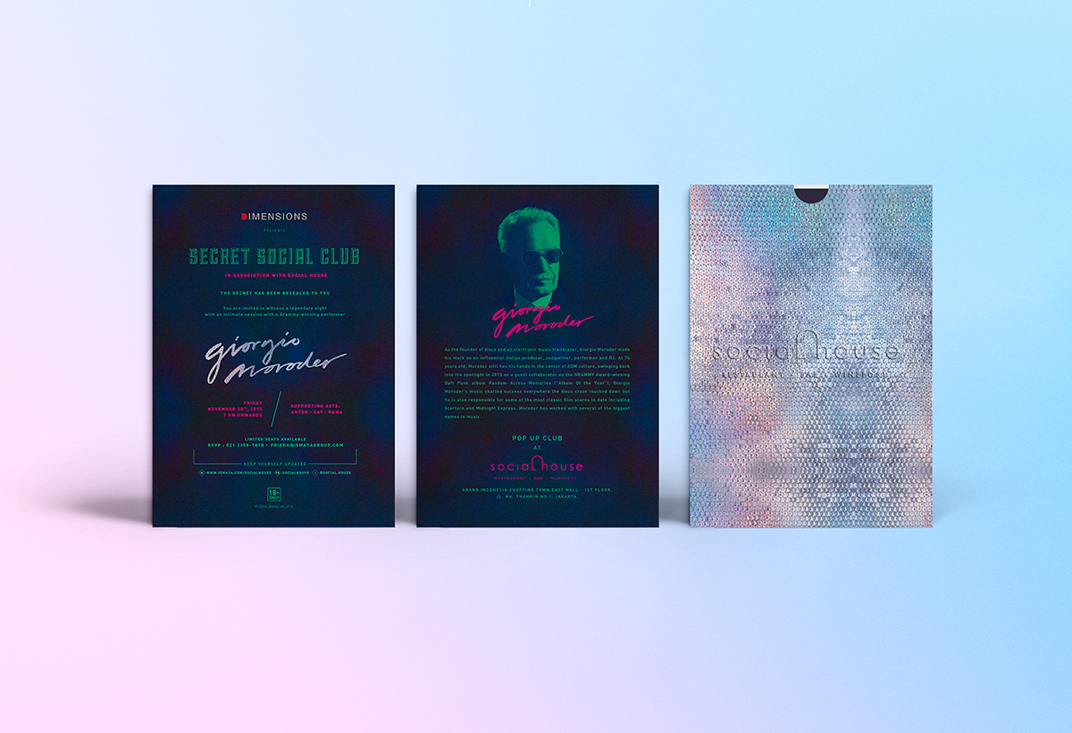 poster graphic design  giorgio moroder club Invitation flyer