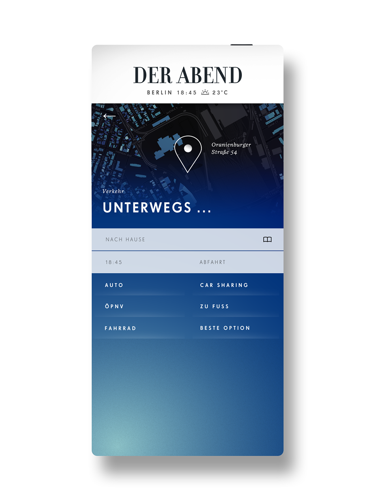 Spiegel DerAbend Abend news app study concept future mobile daily local transparent showcase