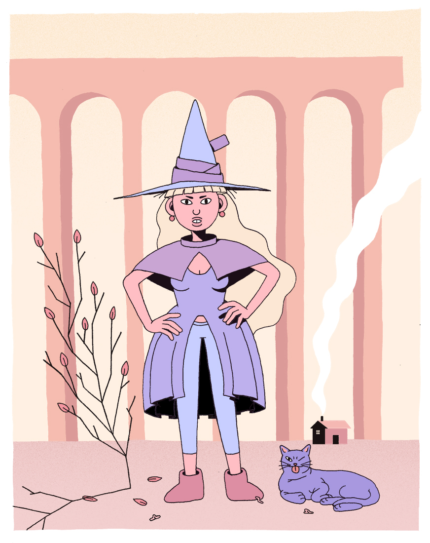 digitalart chacracterdesign ILLUSTRATION  witch Witches Cat smoke bridge Magic   house