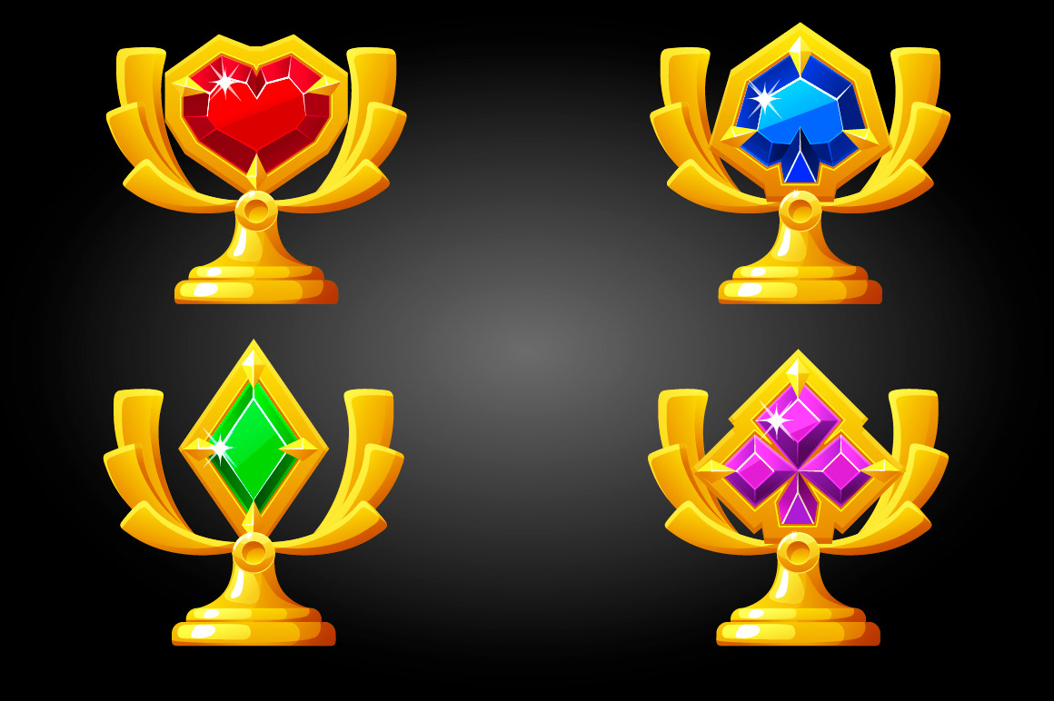 asset Awards cards casino game playing Precious reward symbols UI