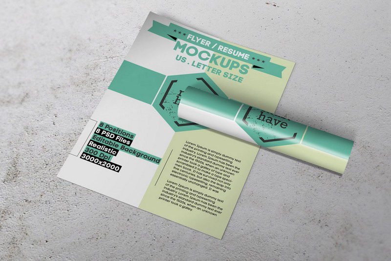 3D clean Curriculum Vitae CV flyer fold invoice leaf letter letterhead mock-up mock-ups Mockup Resume