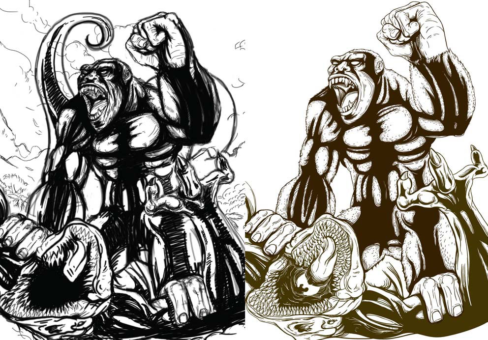 kong Illustrator graphic monkey King Kong skull Island
