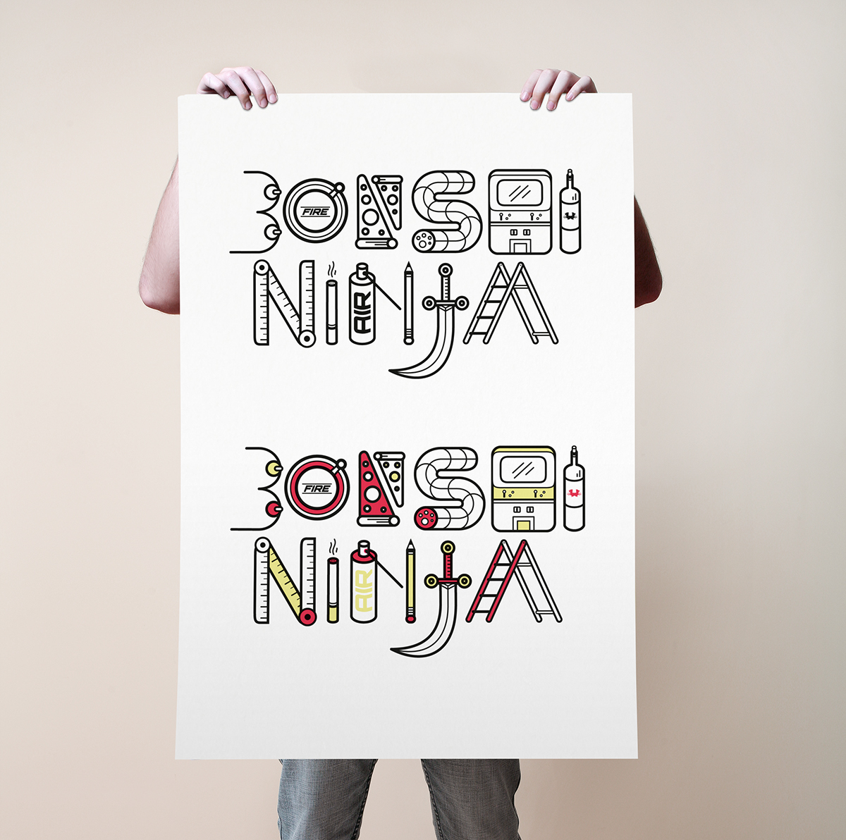 font fontdesign design illustrations bonsai flat Plant bonsaininja bax type typograph poster tees t-shirt