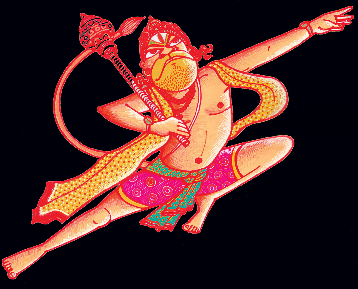 India Hanuman cow holycow sadhu street graphics funny humor life tradition culture