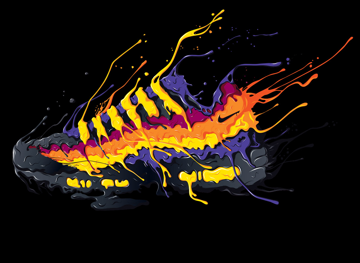 Adobe Portfolio Nike footlocker shoes melted Air 95 t-shirt colors drip drap drip drap