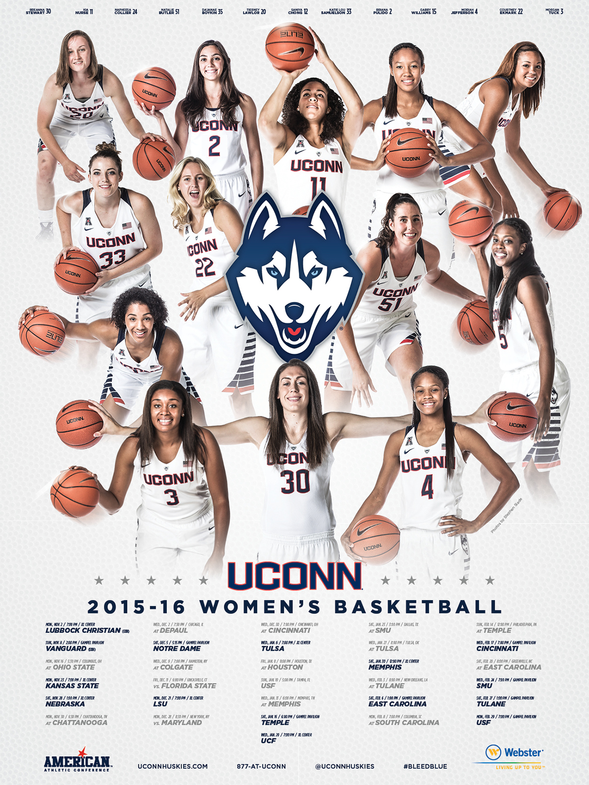 Uconn Basketball UConn uconn huskies poster schedule card pocket schedule NCAA
